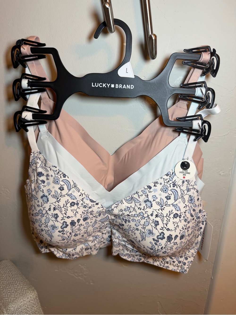Lucky Brand Pink & White Floral Wireless Bra 3 pack